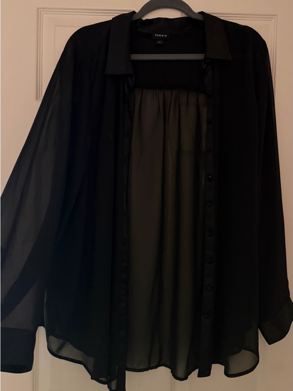 torrid Black Sheer Button-Front Blouse - Picture 4 of 7